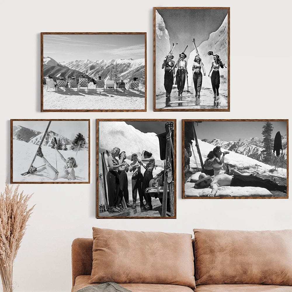 Canvanation Poster Ski Vintage Noir Et Blanc