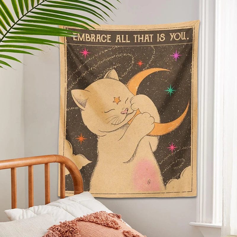 Canvanation Tapisserie - Soleil lune Chat