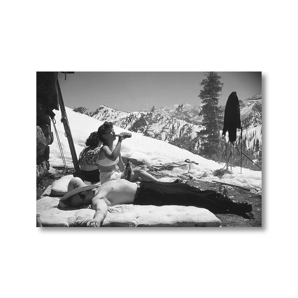 Canvanation F / 30x45cm Poster Ski Vintage Noir Et Blanc