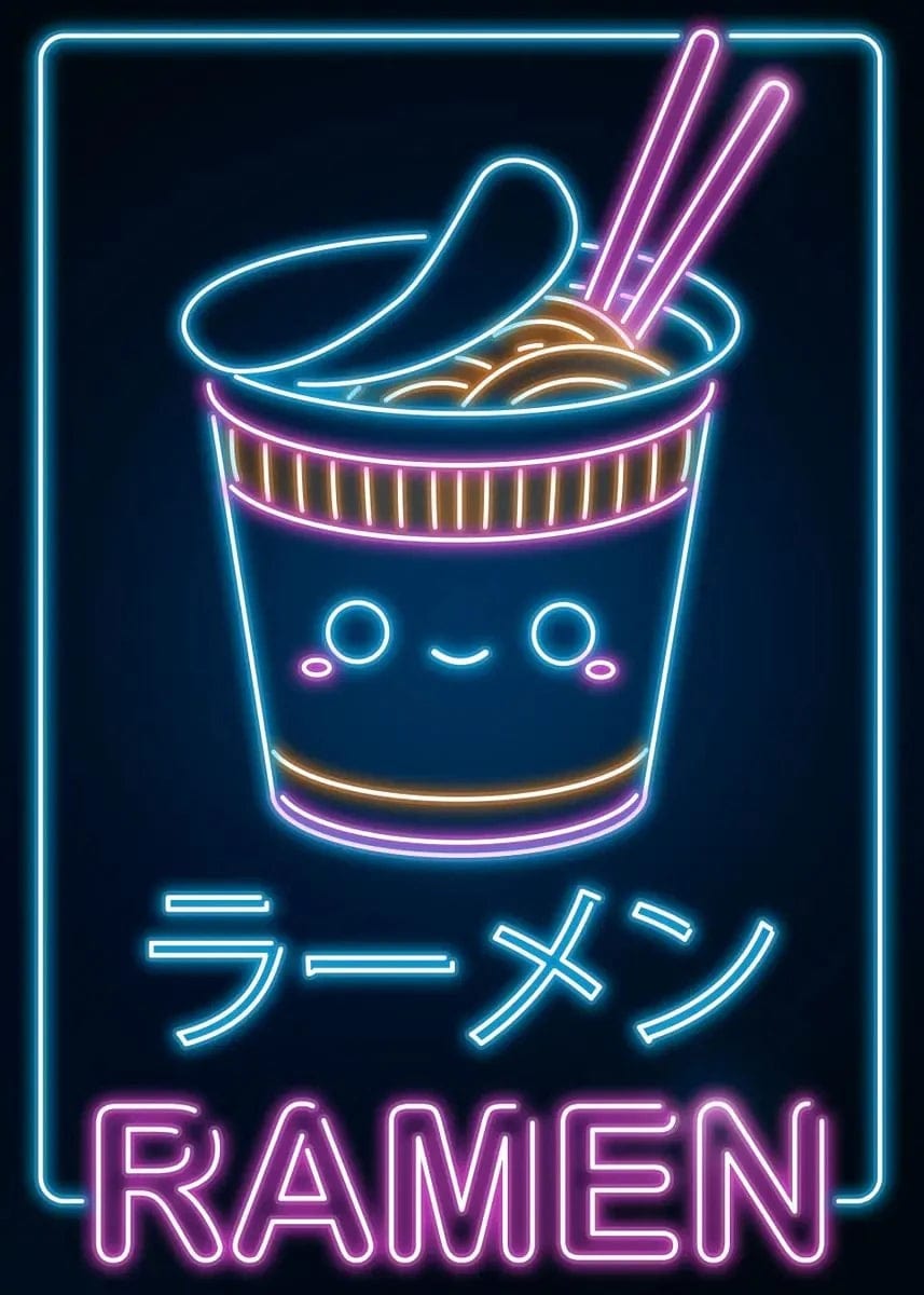 Canvanation 11 / 30x42cm Affiche Japonais Neon Retro Nourriture Ramen