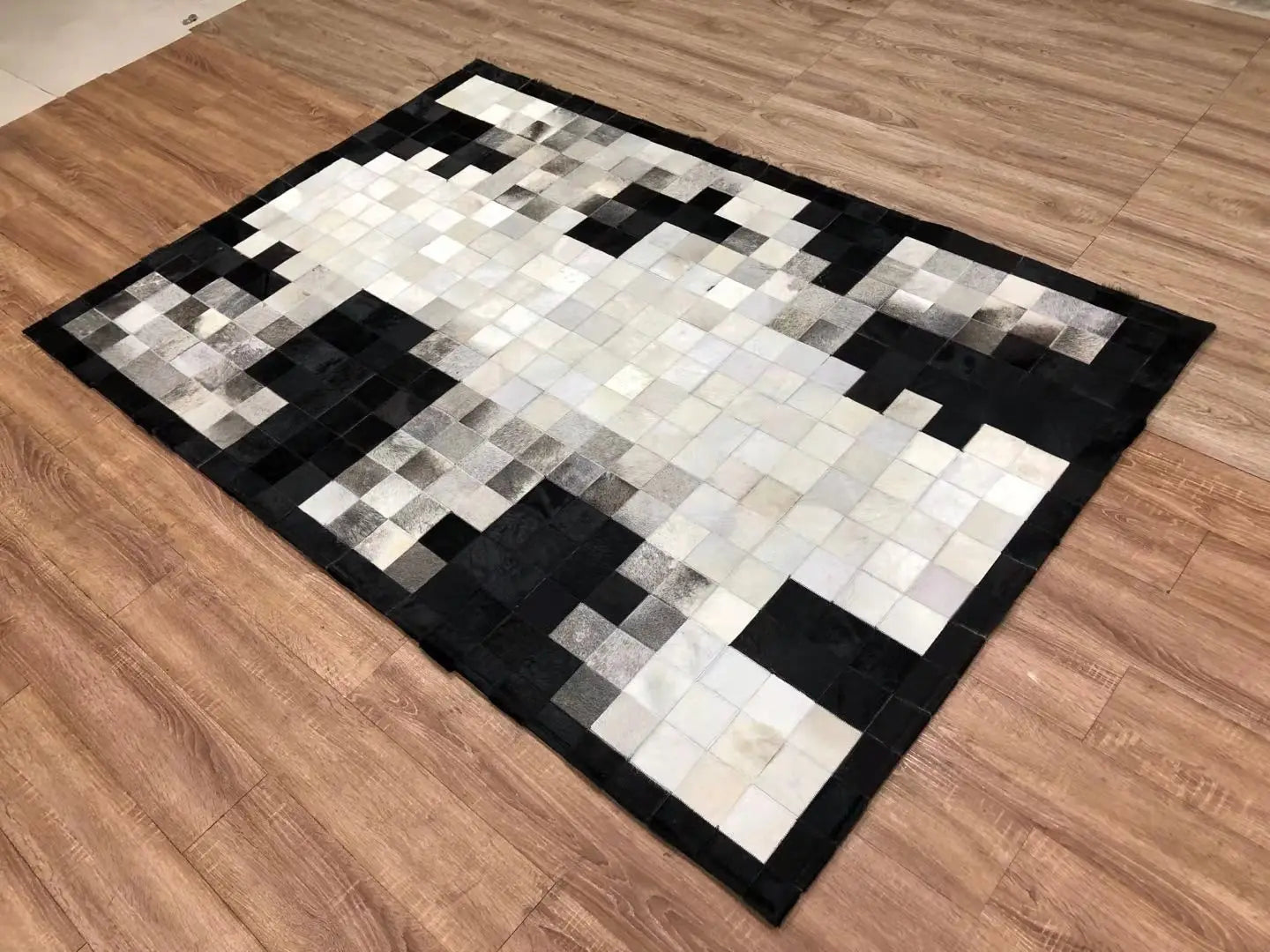 Canvanation Tapis Peau de Vache Noir & Blanc Naturel – Véritable Cowhide Rug en Fourrure de Vache pour Salon et Décoration Intérieure