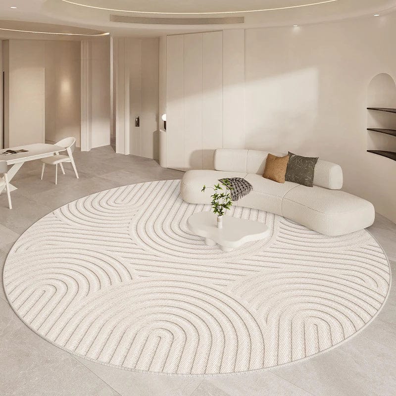 Canvanation AX015-2-A / Diametre 80cm Tapis De Salon - Rond Noir Et Beige