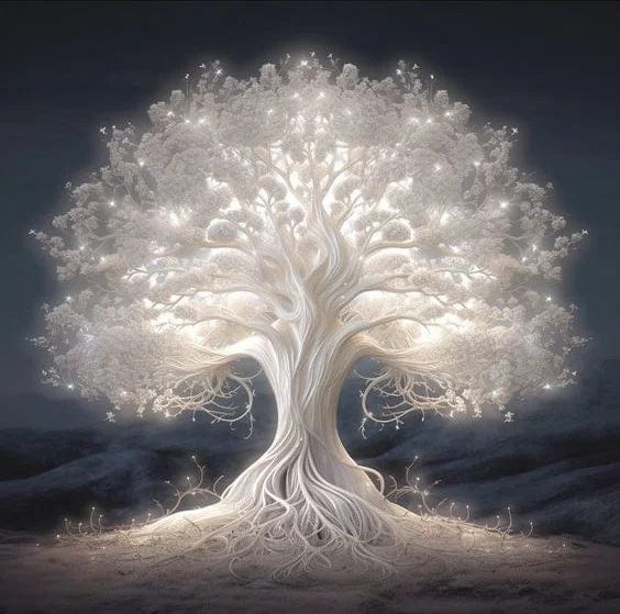 Canvanation PF28509 / 20x20cm Sans Cadre Poster Éclat immaculé : L'Arbre de Vie en Blanc