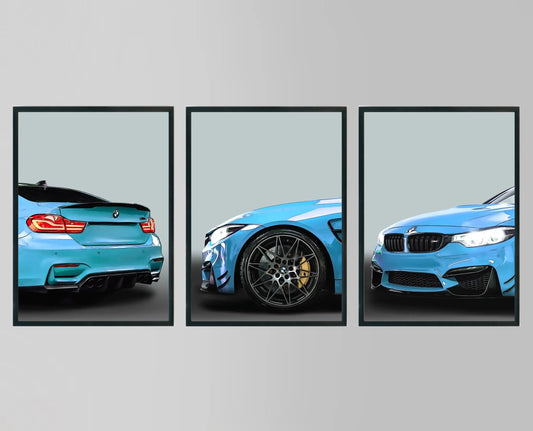 Canvanation 3pieces / 50x70cm Affiche Sport Voiture Bmw