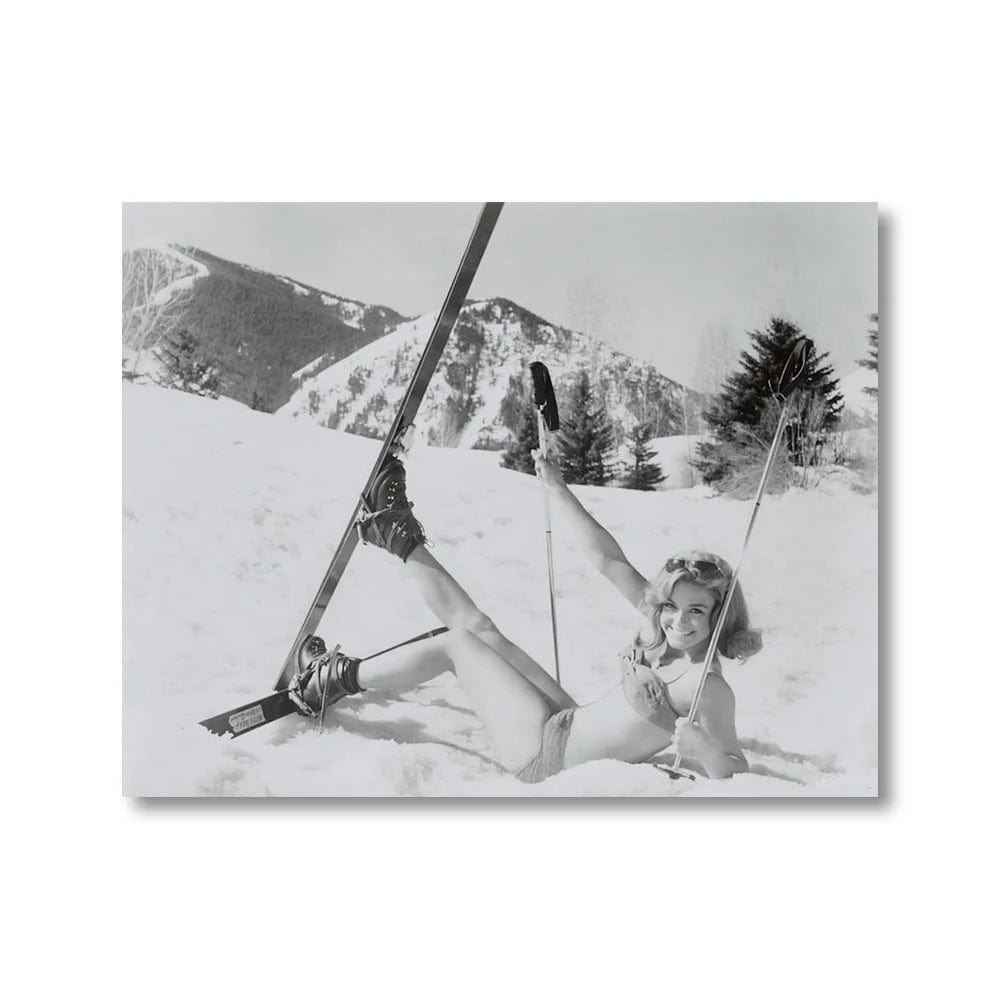 Canvanation G / 30x45cm Poster Ski Vintage Noir Et Blanc