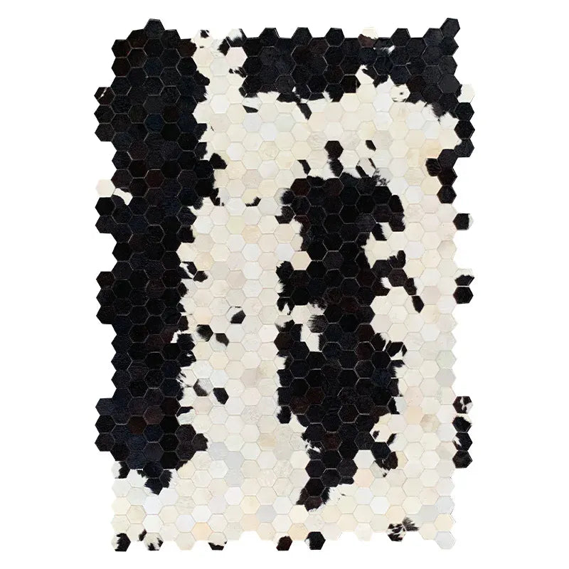 Canvanation 2 / 140x200cm Tapis Fait Main en Cuir de Vache Véritable – Patchwork Cowhide pour Salon, Chambre et Bureau, Personnalisable