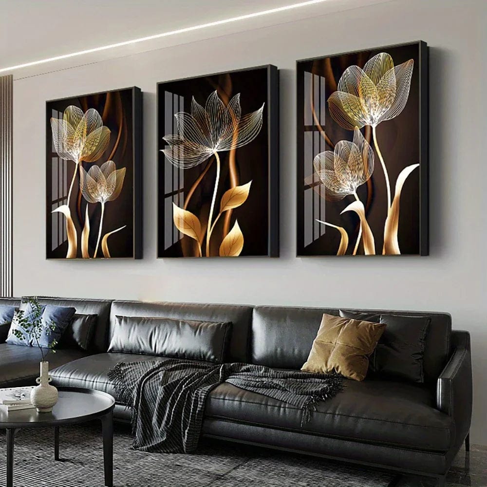 Canvanation Affiche 3PCS Noir Et Doré