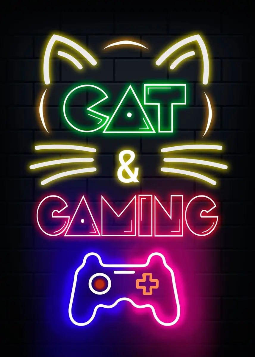 Canvanation D / 20X30cm Affiche Chat Neon Chambre Gaming