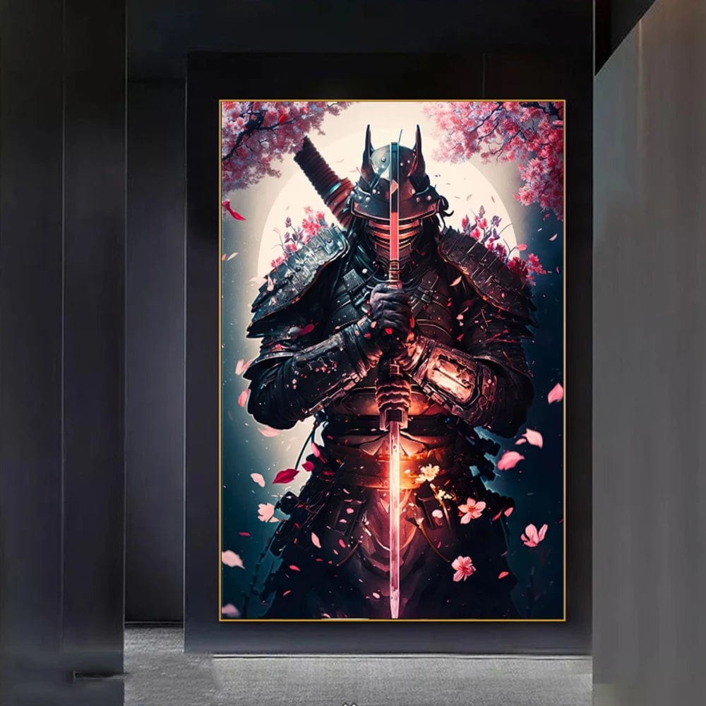 Canvanation Affiche Japonais Samurai Sakura Guerrier Coucher De Soleil