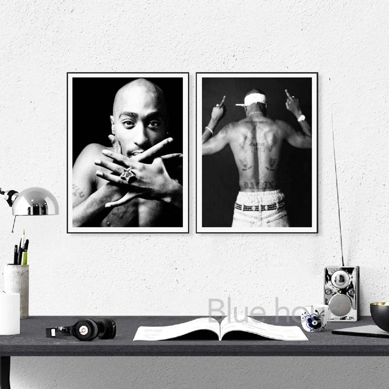 Canvanation Affiche Rap Tupac Shakur Noir Blanc Photographie