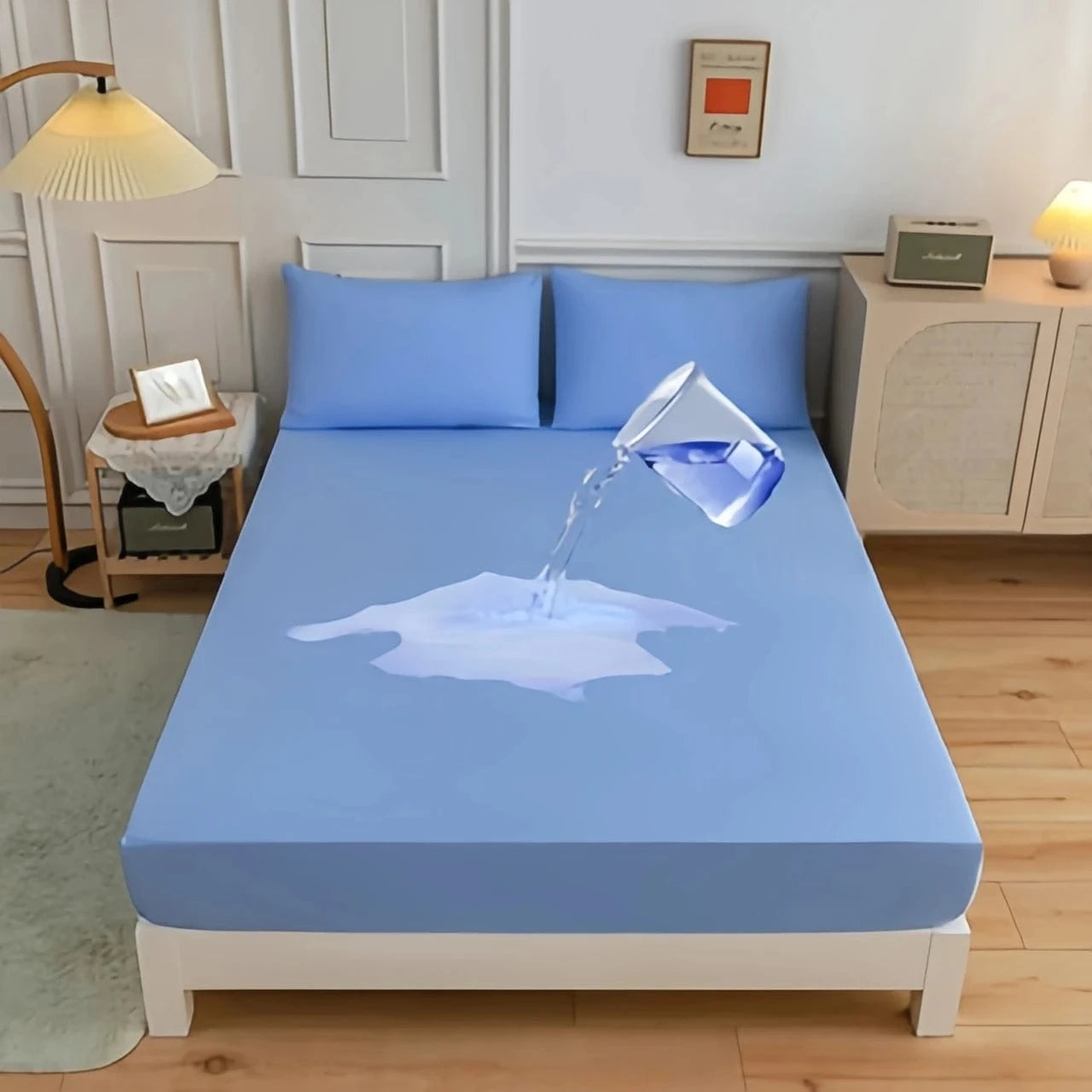 Canvanation Bleu / 153x203cm Protêge Matelas - Éléa