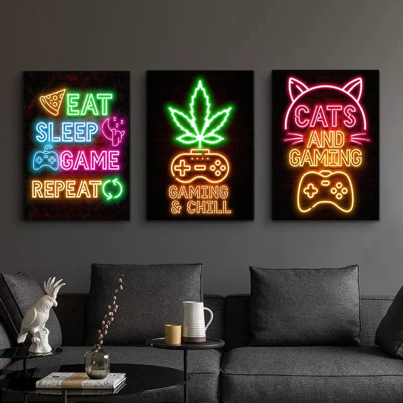 Canvanation Affiche Neon Art Gaming Zone
