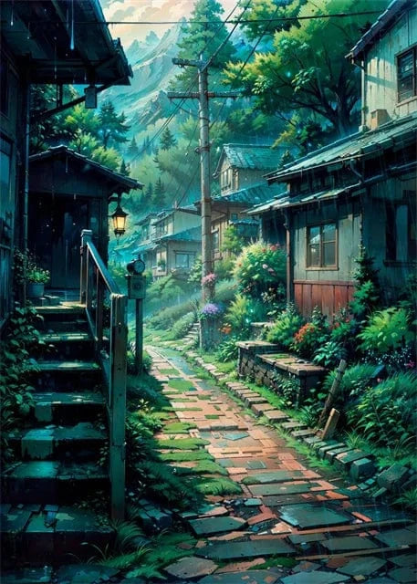 Canvanation Gold / 50x70cm Affiche Paysage Japonais De Rue
