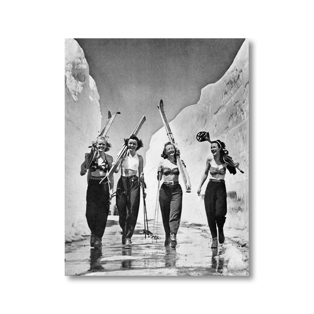 Canvanation A / 40x50cm Poster Ski Vintage Noir Et Blanc
