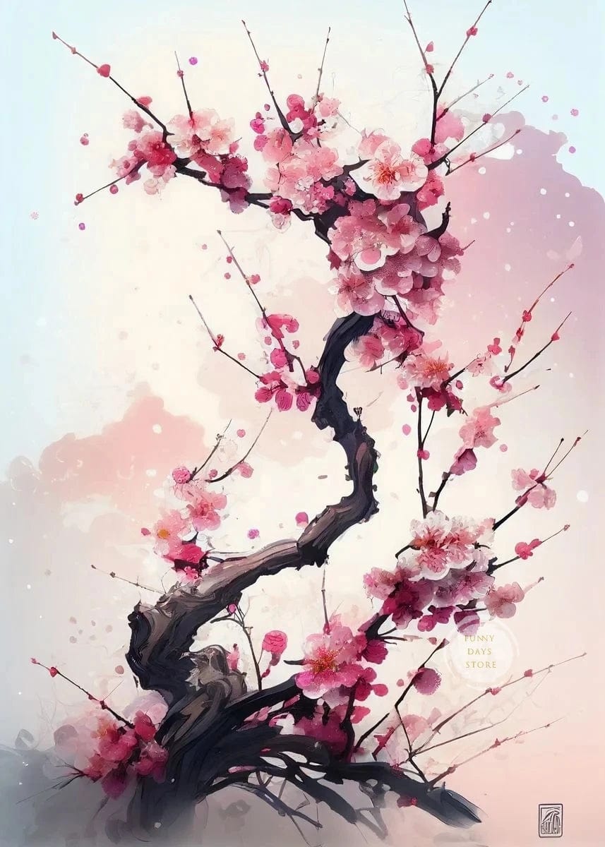 Canvanation 50X70cm / 2 Affiche Japonais Cerisiers En Fleurs Sakura Temple Japon Paysages Mont Fuji
