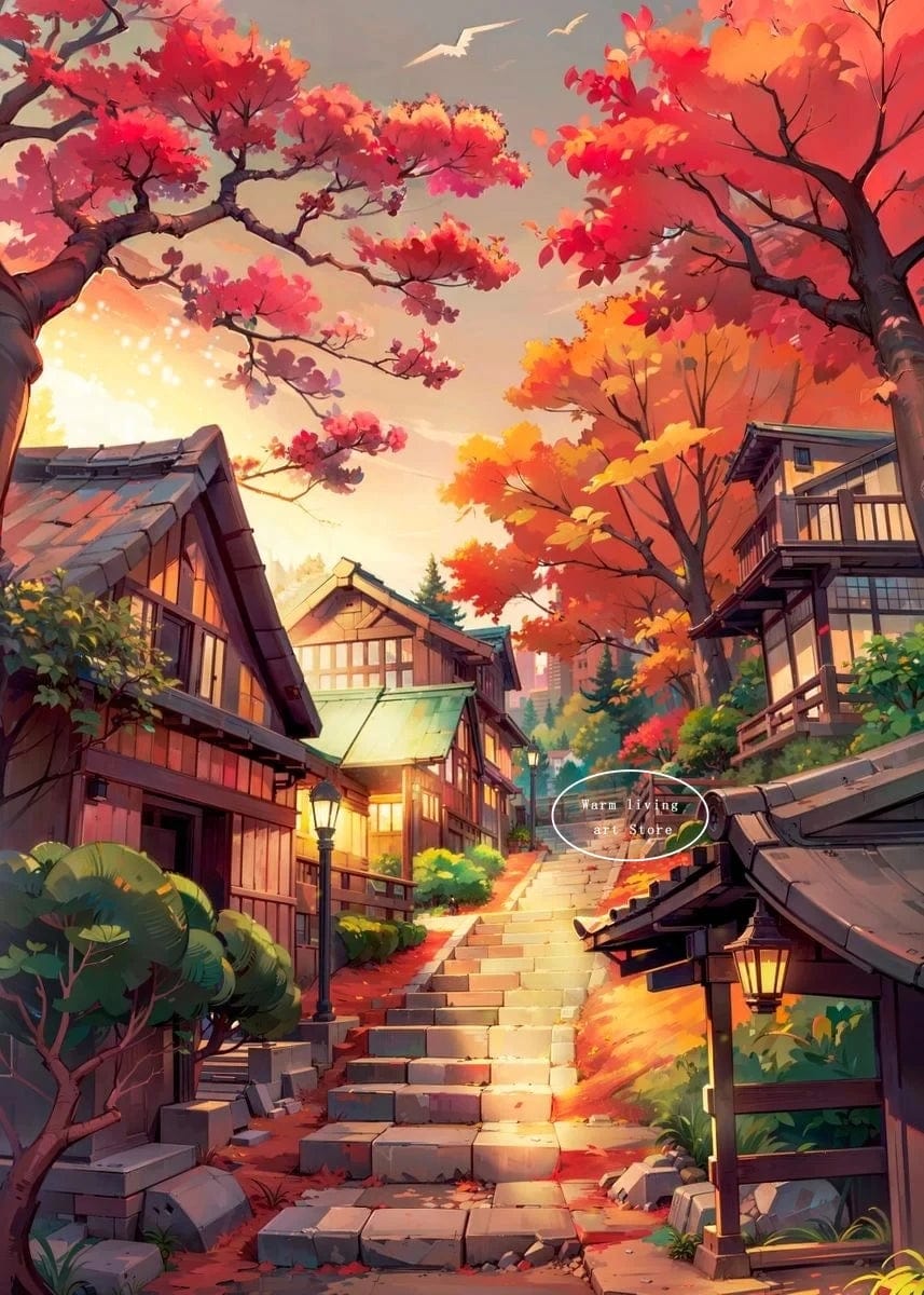 Canvanation 10 / 60X80cm Affiche Japonais De La Rue Tokyo de l'Anime Japonais Sakura