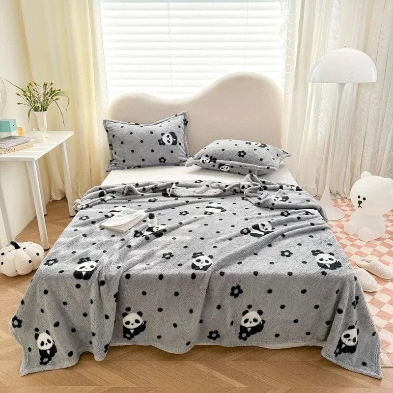 Canvanation Gris / 150x200cm Plaid Chauffant – Motifs Cartoon Rétro, Ultra-Doux et Confort Hiver