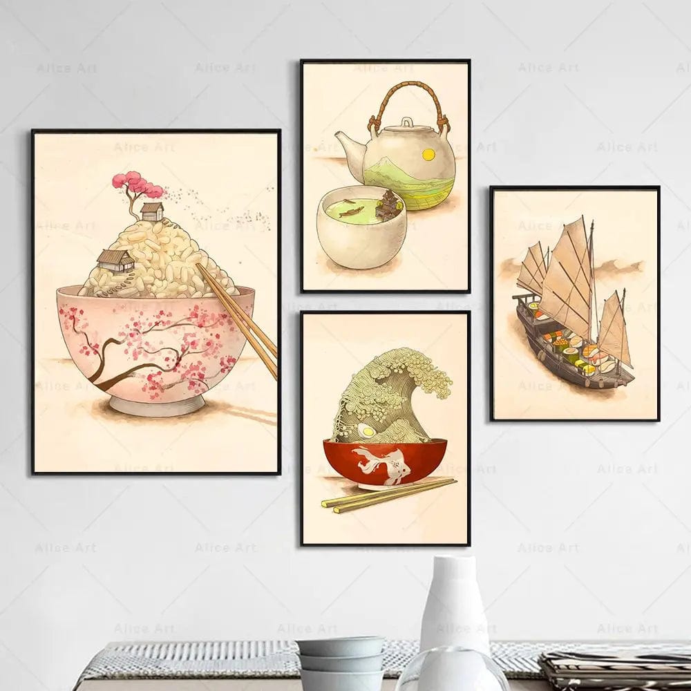 Canvanation Japonais Nourriture Poster Sushi Ramen Thé