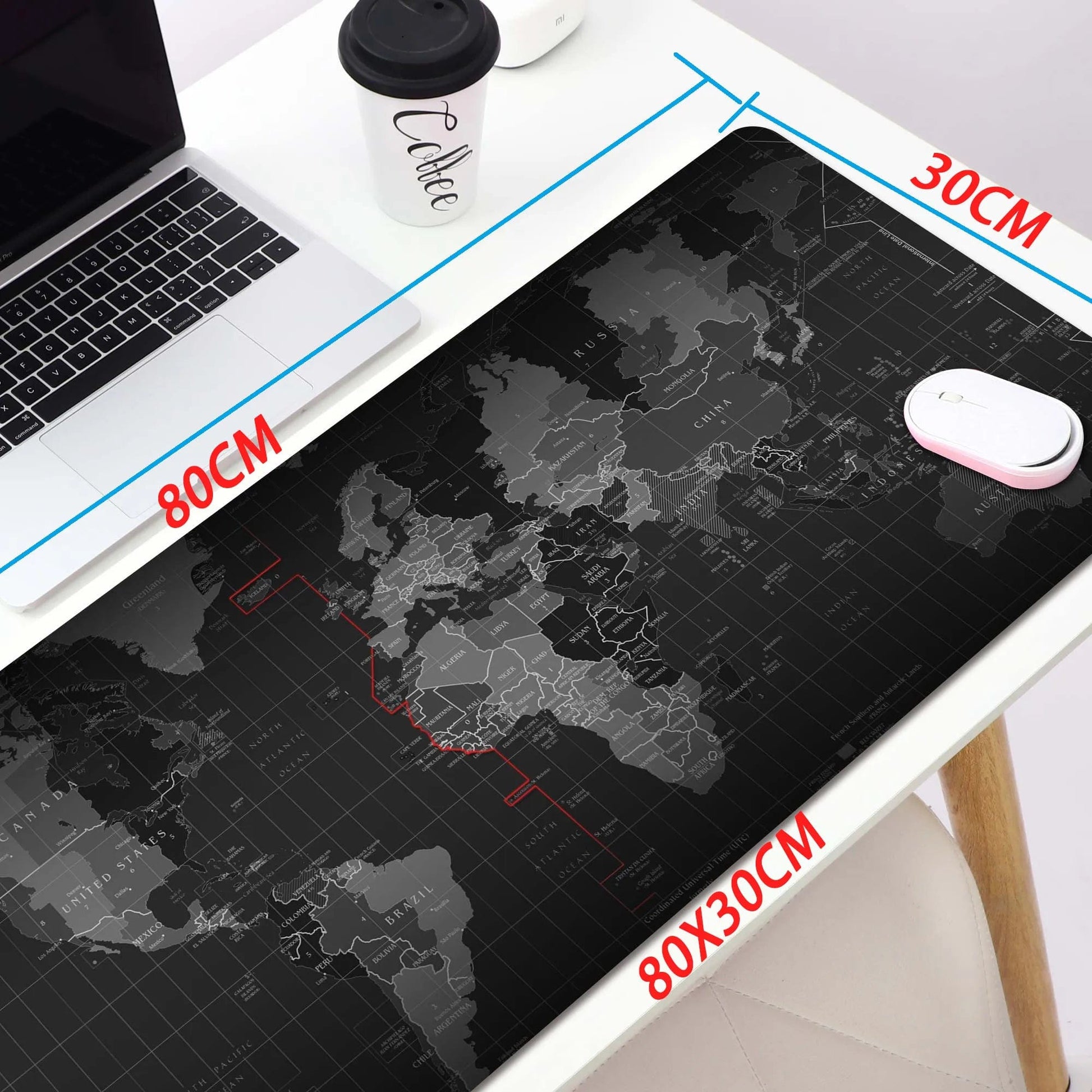 Canvanation Tapis De Souris - Carte Du Monde Noir Et Blanc