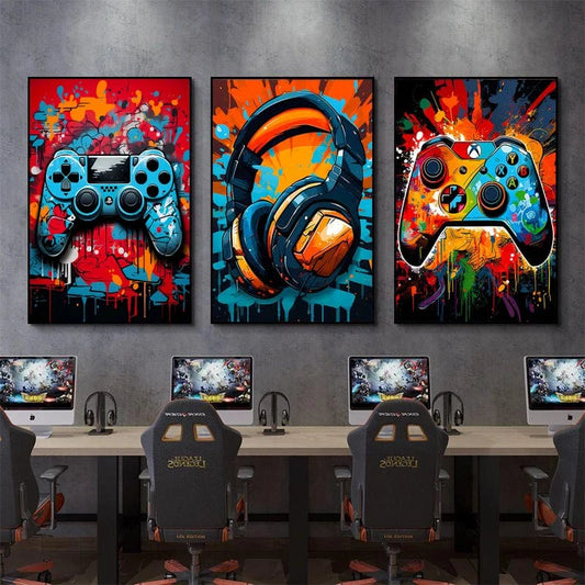 Canvanation Affiche Chambre Gaming Manette Et Casque