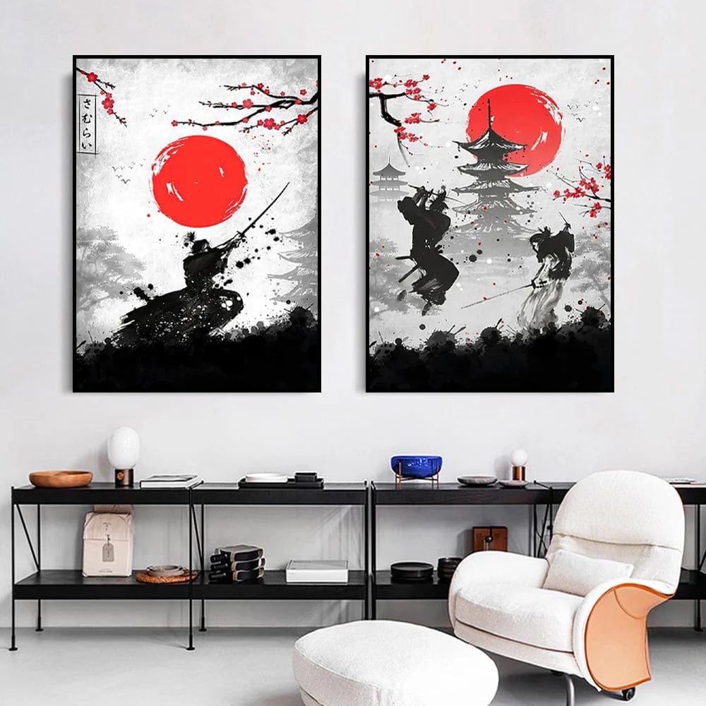 Canvanation Affiche Japonais Art Mural De Style Samouraï à L'encre