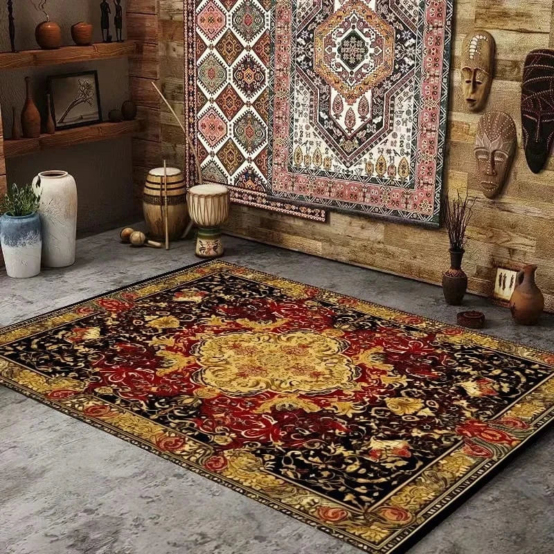 Canvanation Flannel12 / 140x200cm 55x78.7in Tapis de Salon Perse – Style Boho Chic, Lavable en Machine
