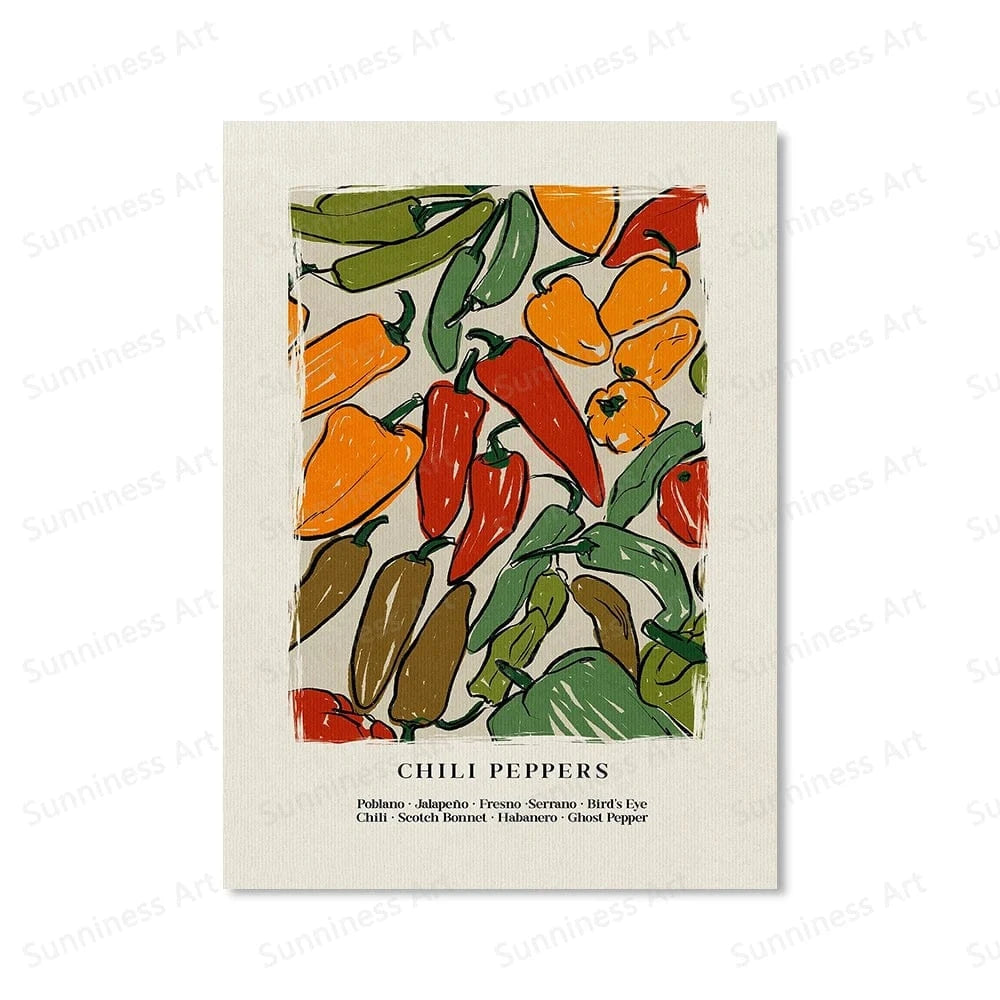 Canvanation Red / 20x25cm Affiche Cuisine Japonaise  Hot Chilli Pepper