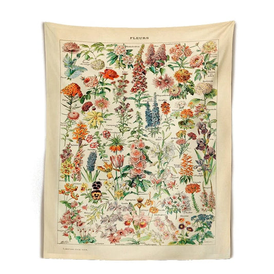 Canvanation Tapisserie Botanique Champignon, Fleurs - Élégance Naturelle pour Votre Intérieur