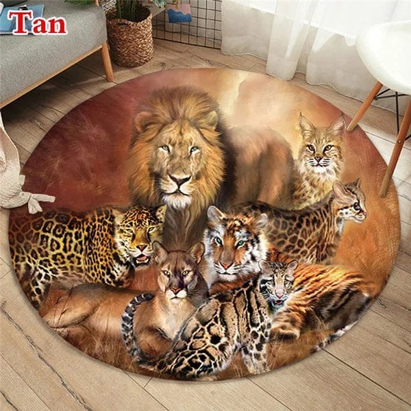 Canvanation Tapis De Chambre Lion, Leopard Rond