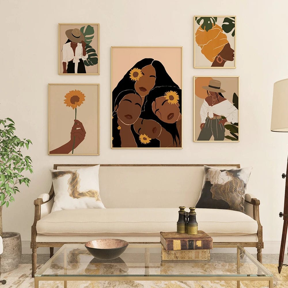 Canvanation Affiche Femme Africaine Fleurs