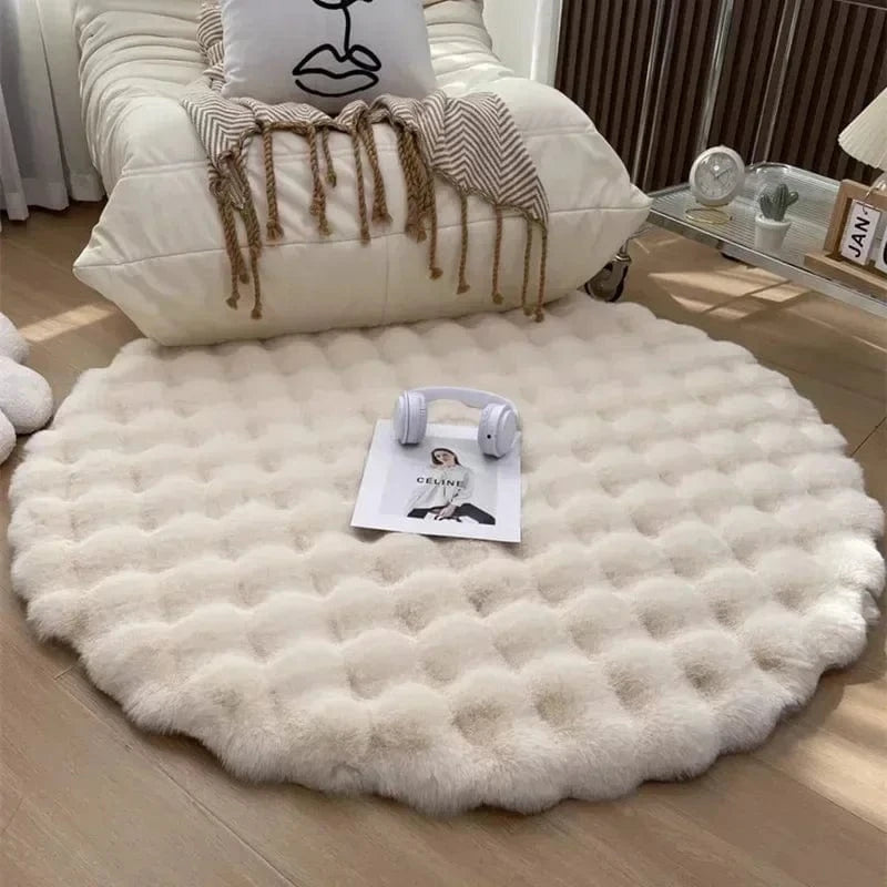 Canvanation Beige / 50X50CM Tapis De Chambre - Rond Super Moelleux De Couleur Unie