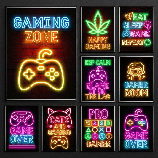 Canvanation Affiche Neon Art Gaming Zone