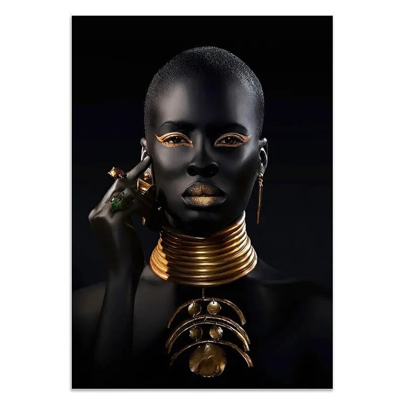 Canvanation PF 16153 / 58x90CM Affiche Femme Africaine Noir Or
