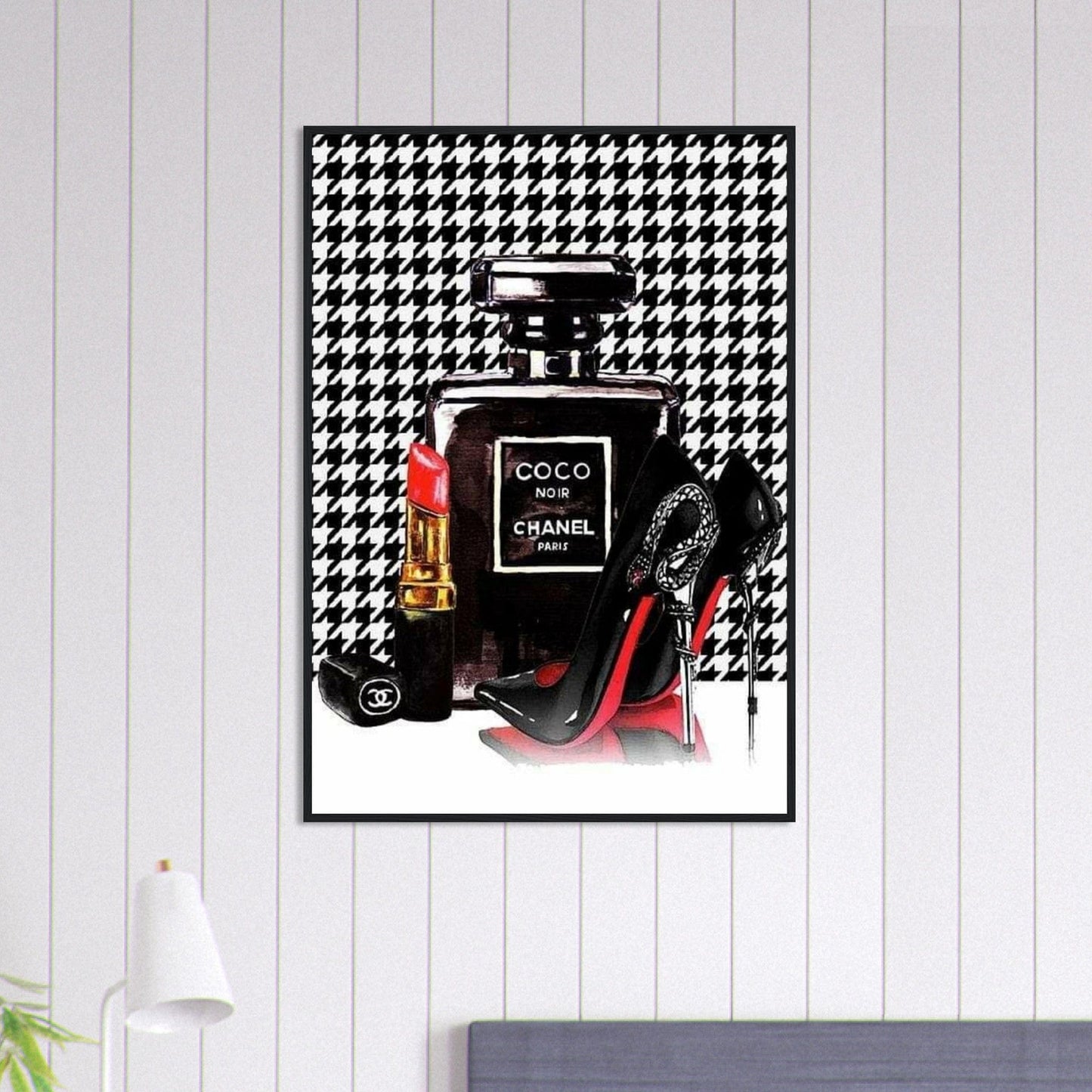 Canvanation Print Material 70x100 cm / 28x40″ Tableau Chanel Numéro 5 Damier Noir Et Blanc