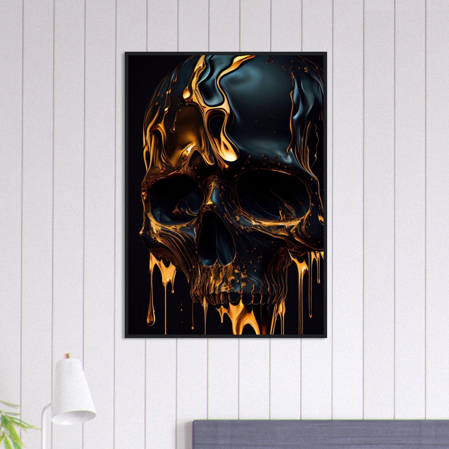 Canvanation Print Material 70x100 cm / 28x40″ Tableau Tête De Mort Crâne Doré