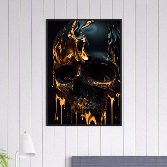 Canvanation Print Material 70x100 cm / 28x40″ Tableau Tête De Mort Crâne Doré