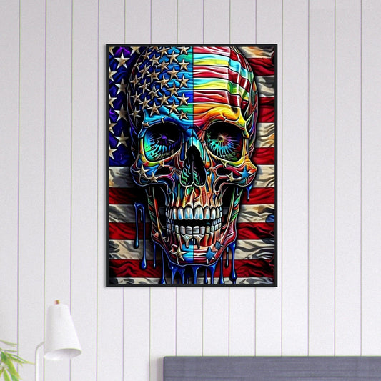 Canvanation Print Material 70x100 cm / 28x40″ Tableau Tête De Mort Drapeau Amérique