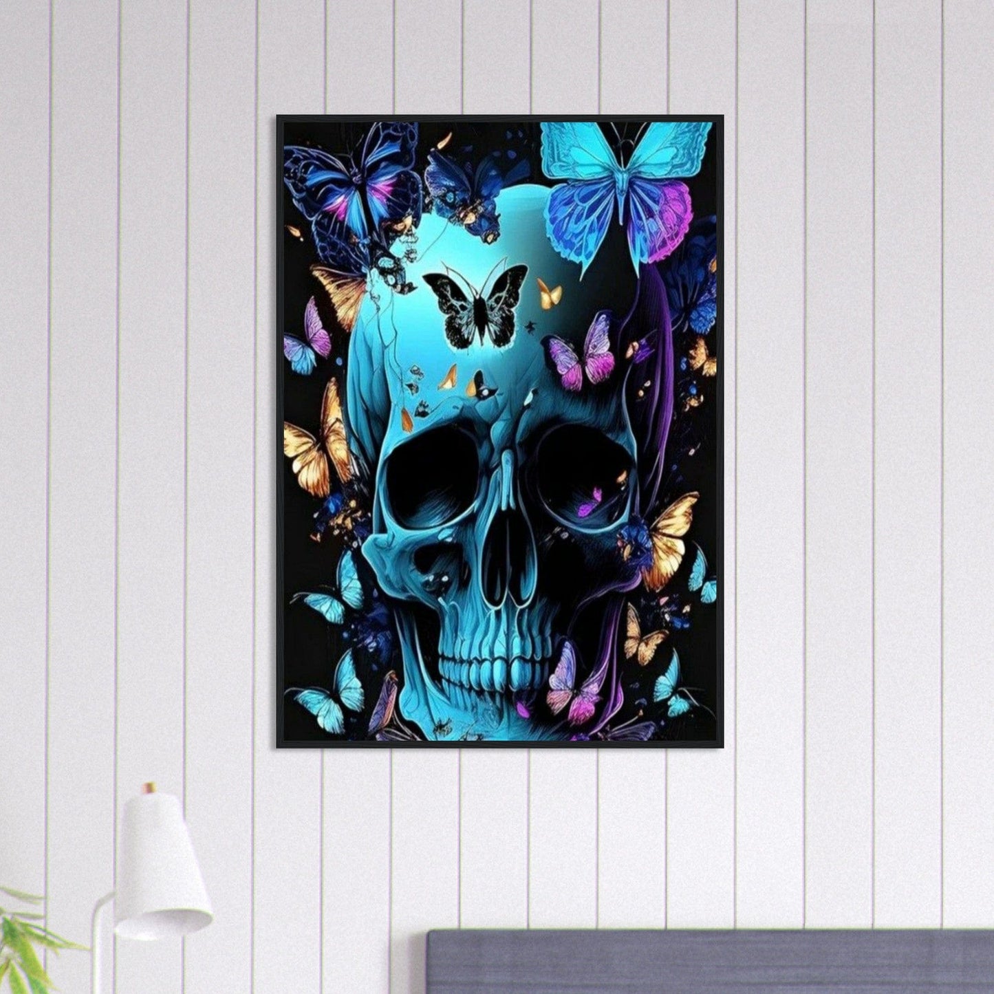 Canvanation Print Material 70x100 cm / 28x40″ Tableau Tête De Mort Effet papillons