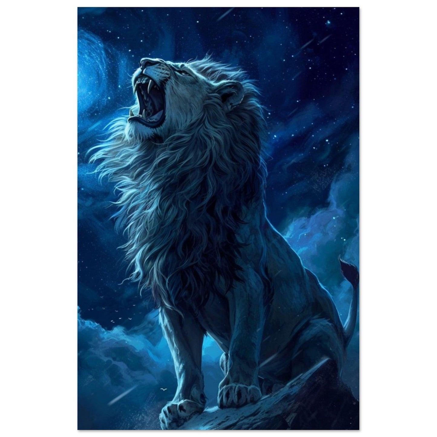 Canvanation Print Material 30x45 cm / 12x18″ Poster Lion Bleu Rugissement
