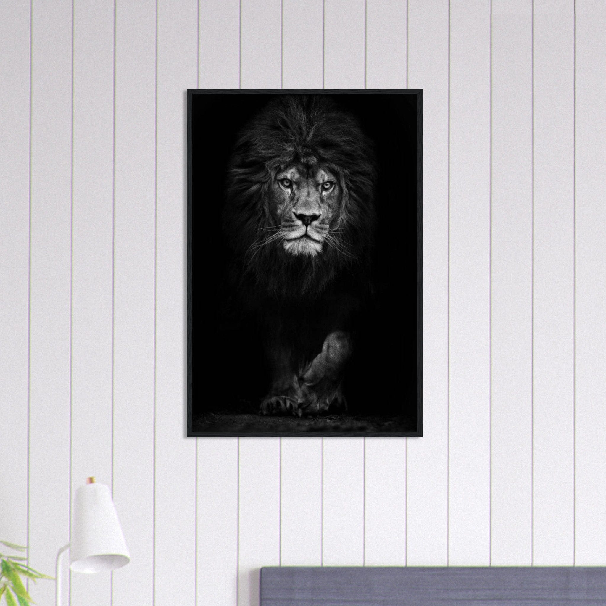 Canvanation Print Material 60x90 cm / 24x36″ Tableau Lion Street Art Avec Couronne Noir Blanc