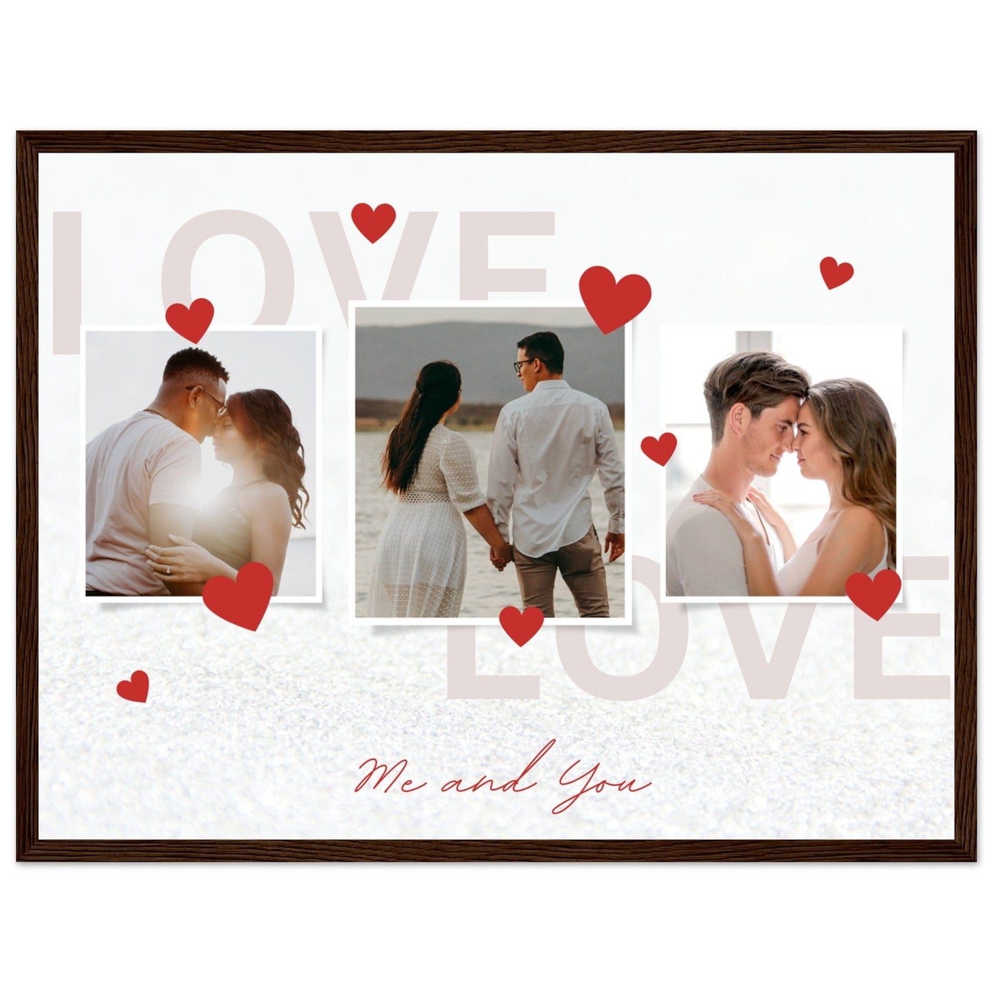 Canvanation Print Material 45x60 cm / 18x24″ / Noir Bois Cadre Pele Mele Photo Couple "Love"