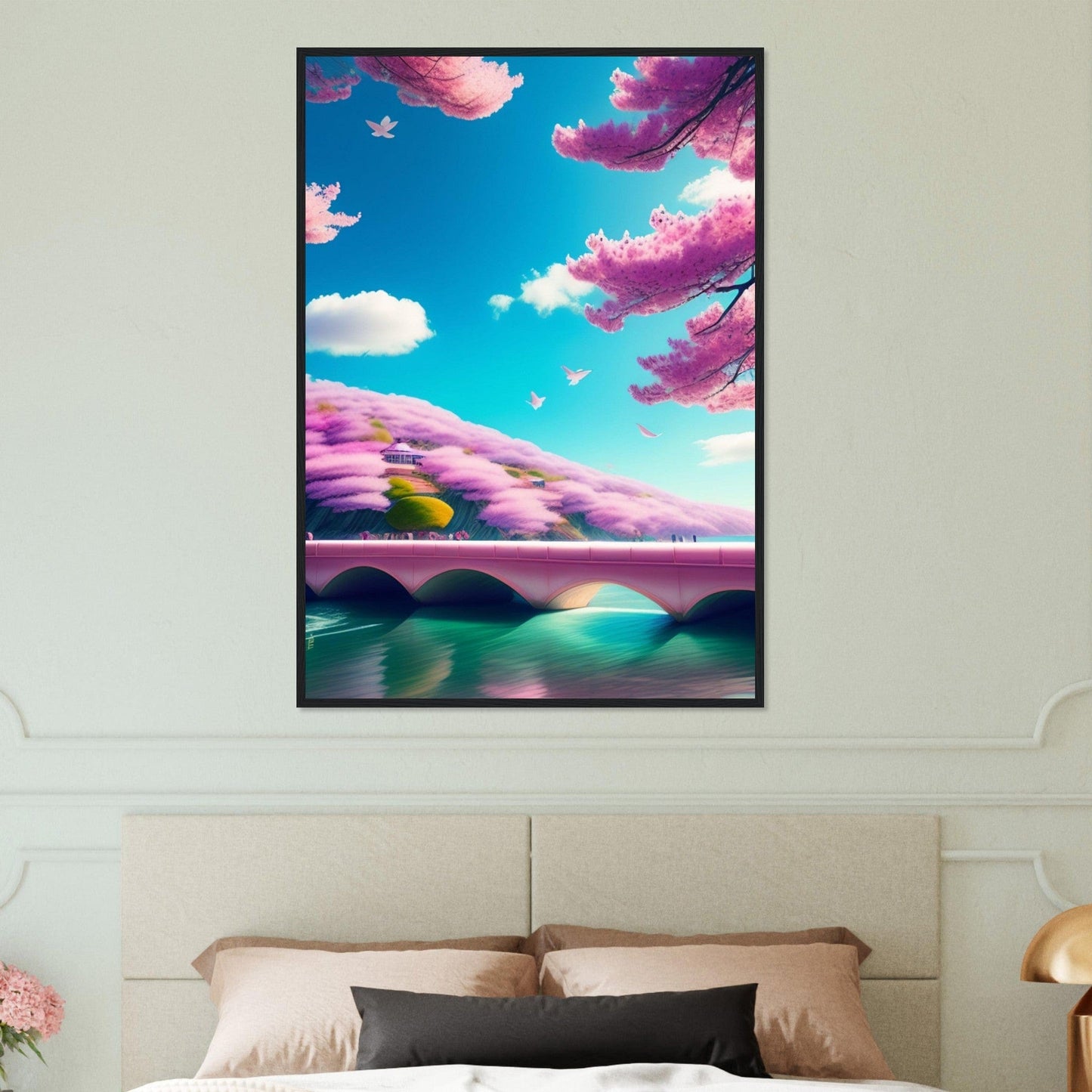 Canvanation Print Material 70x100 cm / 28x40″ Tableau Fleurs De Cerisier Pont