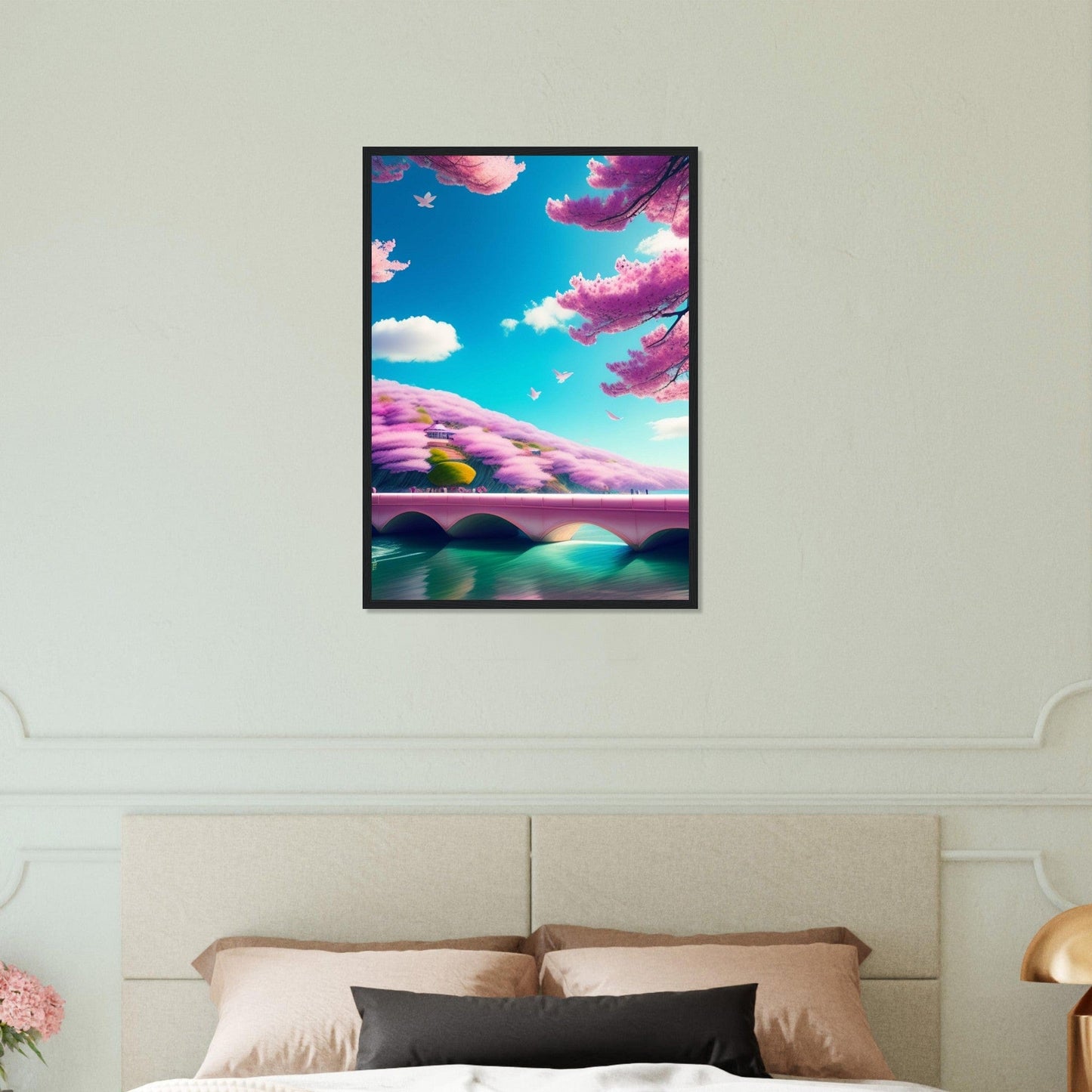 Canvanation Print Material 50x70 cm / 20x28″ Tableau Fleurs De Cerisier Pont