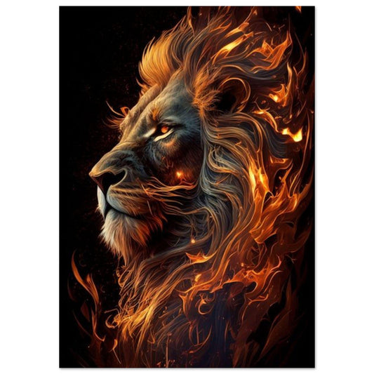 Canvanation Print Material A1 (59.4 x 84.1  cm) Poster Lion Feu Orange