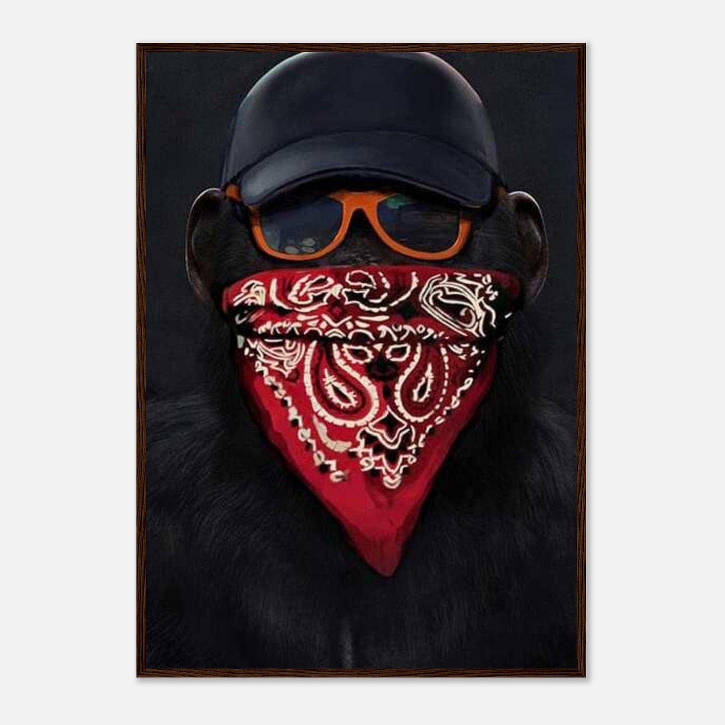 Canvanation Print Material 2 / Cadre en bois foncé / 70x100 cm / 28x40″ Tableau 3 singes