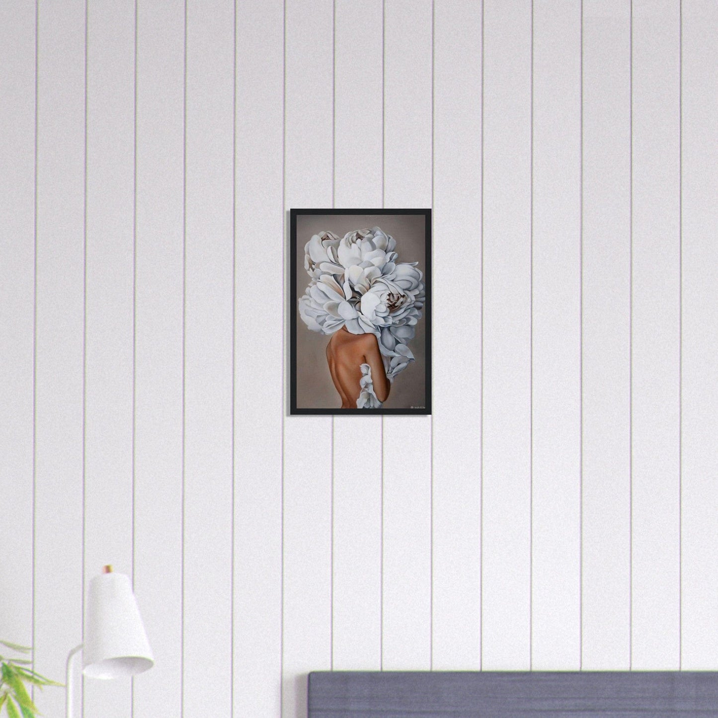 Canvanation Print Material 30x45 cm / 12x18″ Tableau Femme Fleurs Cheveux Blanc