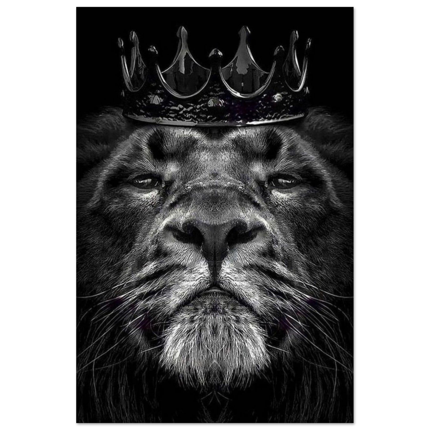 Canvanation Print Material 30x45 cm / 12x18″ Poster Lion Courrone Noir Et Blanc
