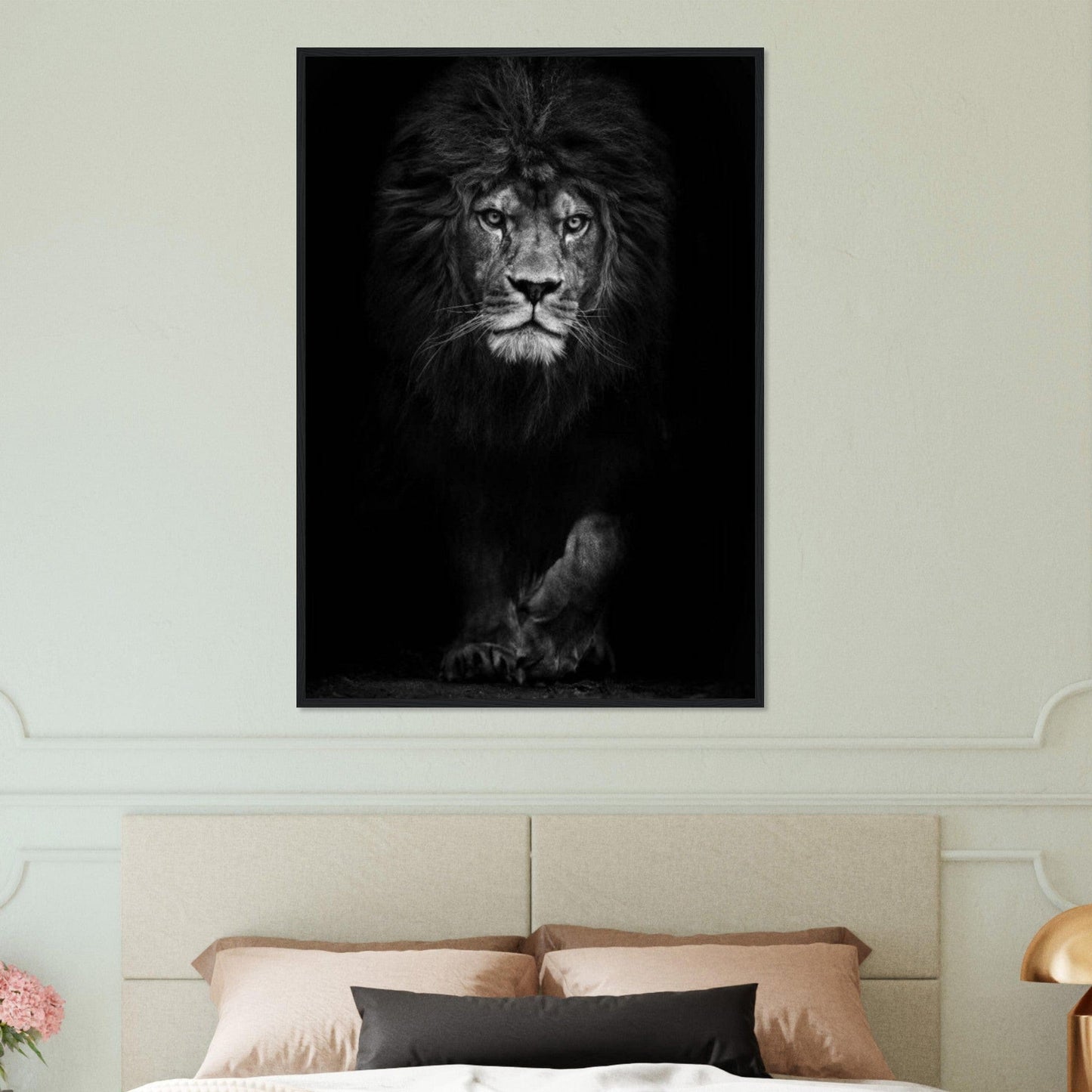 Canvanation Print Material Tableau Lion Street Art Avec Couronne Noir Blanc