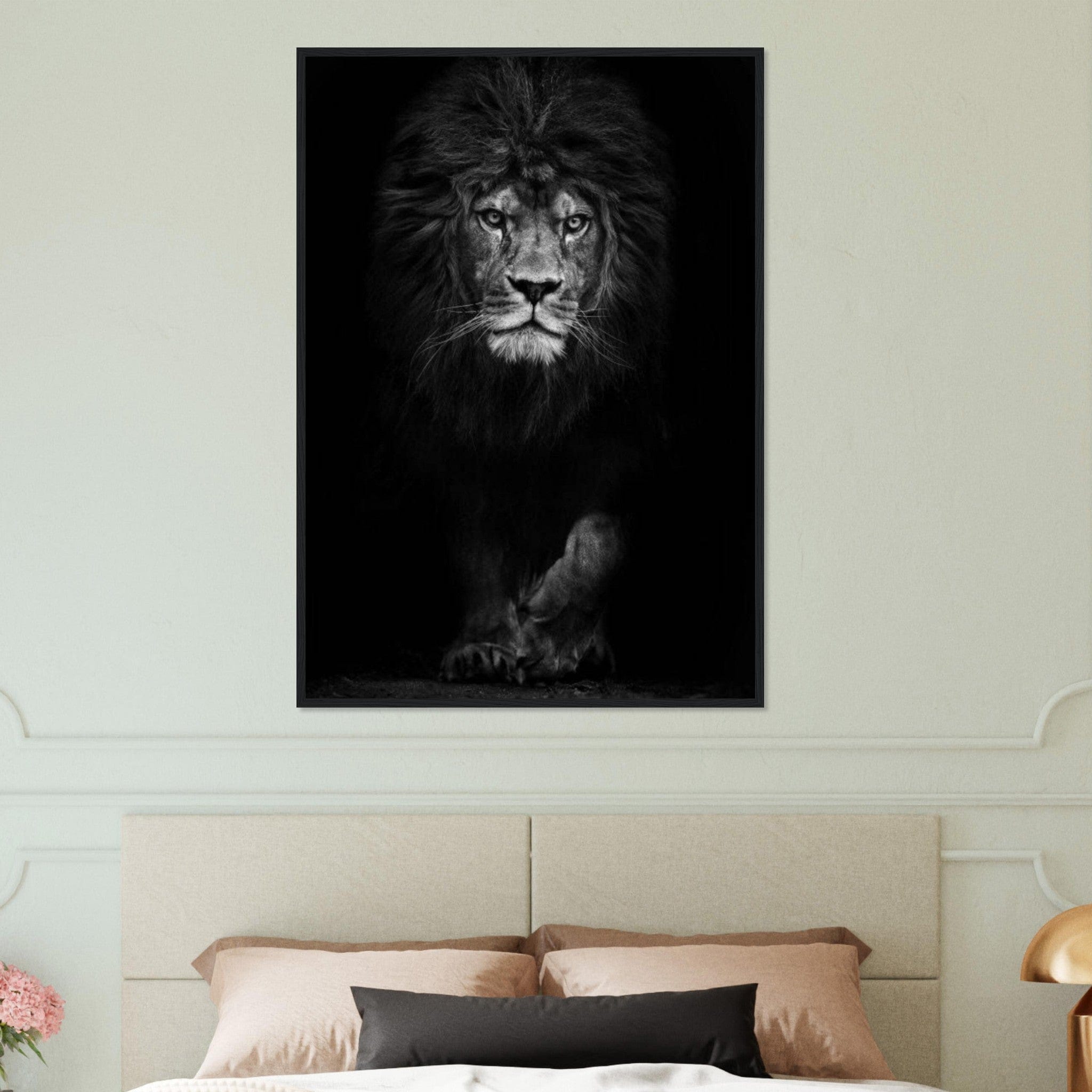 Canvanation Print Material Tableau Lion Street Art Avec Couronne Noir Blanc