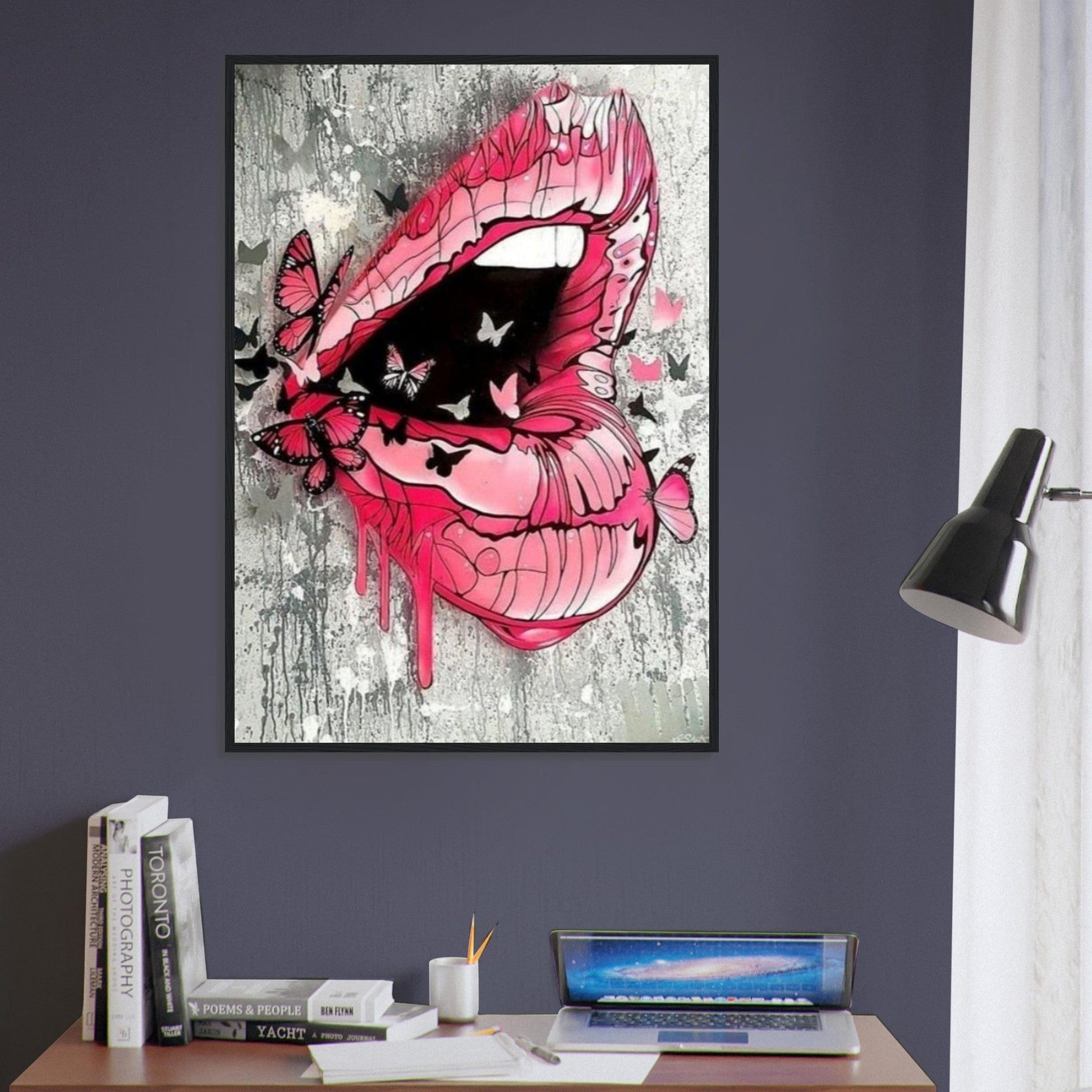 Canvanation Print Material Tableau Street Art Lèvre Rose Papillon